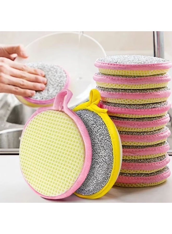 م اكس م إسفنجات تنظيف أطباق المطبخ، وسادات فرك مزدوجة الجوانب غير قابلة للخدش للأواني والمقالي، وسادة إسفنجية لغسل الأطباق قابلة لإعادة الاستخدام (5، وسادات فرك) - Image 1